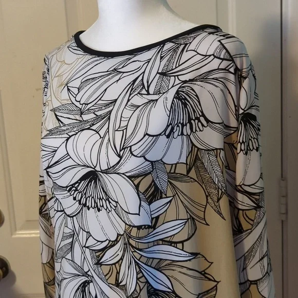 Susan Graver Floral Long Sleeve Tunic Shirt Medium - Picture 3 of 10